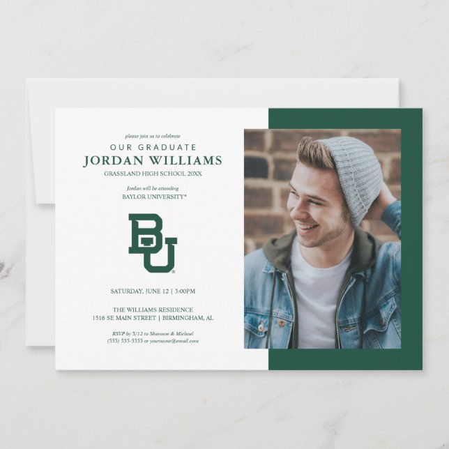 Baylor University BU Logo Graduation Announcement (Front)