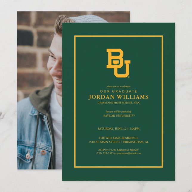 Baylor University BU Logo Graduation Announcement (Front/Back)
