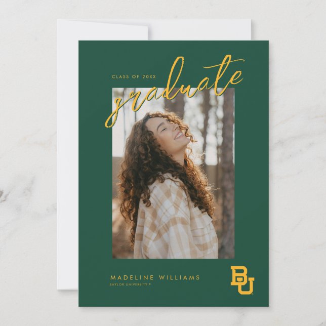 Baylor University BU Logo Graduation Announcement (Front)