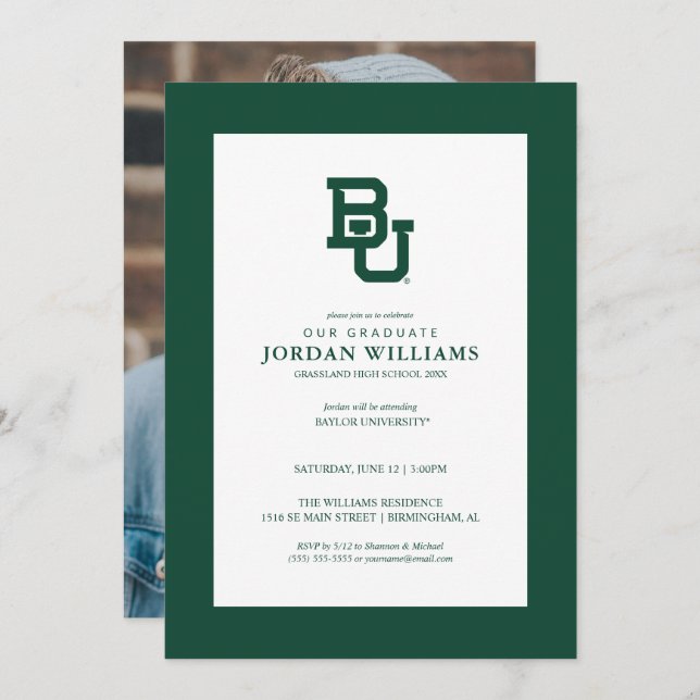 Baylor University BU Logo Graduation Announcement (Front/Back)