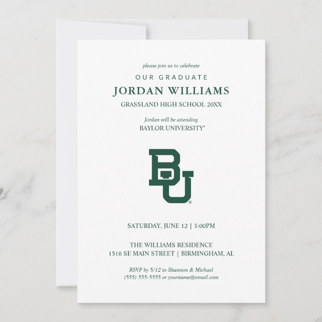 Baylor University BU Logo Graduation Announcement (Front)