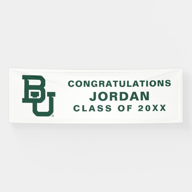 Baylor University BU Logo Graduation Banner (Horizontal)