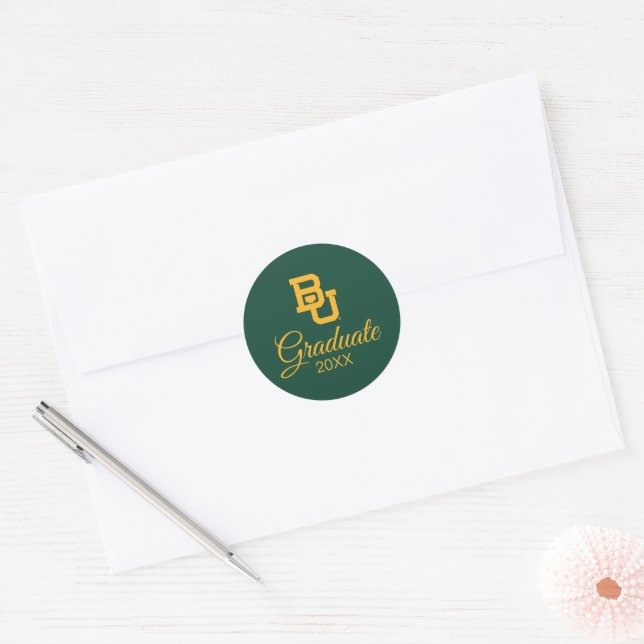 Baylor University BU Logo Graduation Classic Round Sticker (Envelope)