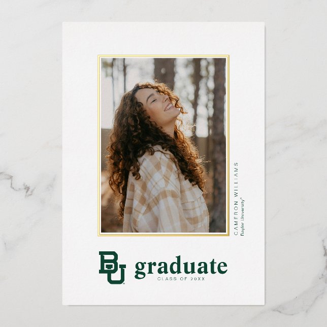 Baylor University BU Logo Graduation Foil Invitation (Front)