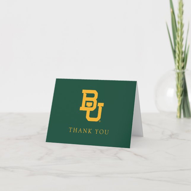 Baylor University BU Logo Graduation Letterpress Thank You Card (Front)