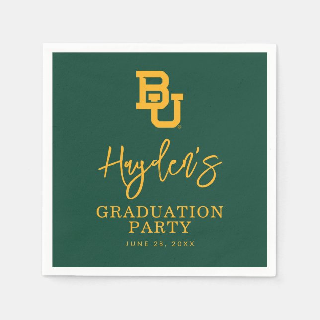Baylor University BU Logo Graduation Napkins (Front)