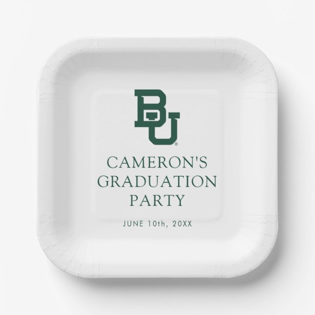 Baylor University BU Logo Graduation Paper Plates (Front)