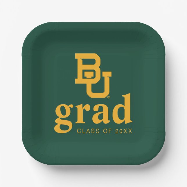 Baylor University BU Logo Graduation Paper Plates (Front)
