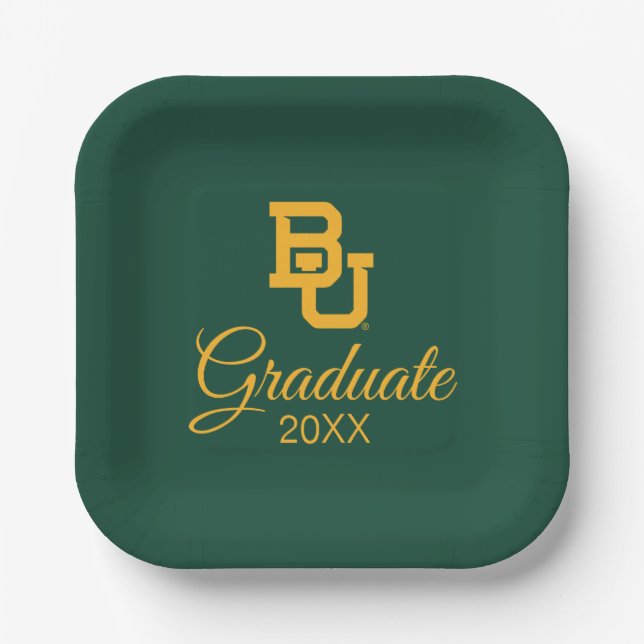 Baylor University BU Logo Graduation Paper Plates (Front)