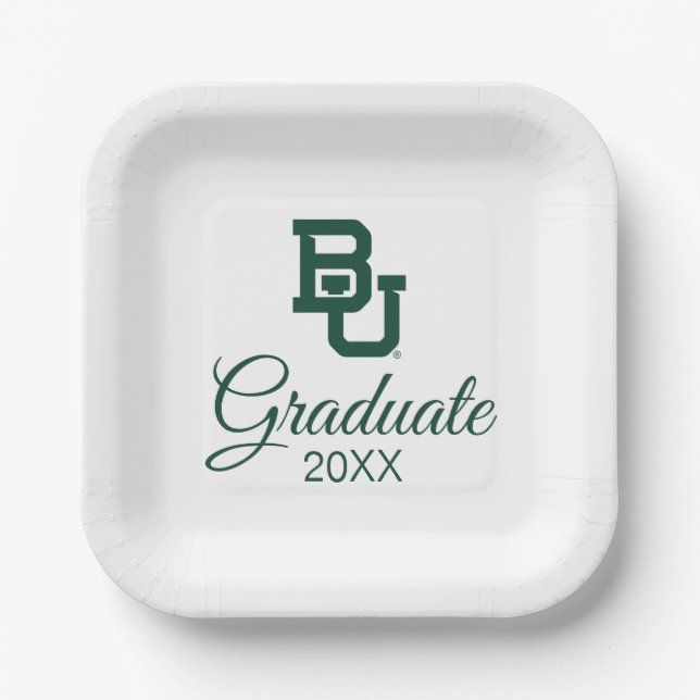 Baylor University BU Logo Graduation Paper Plates (Front)