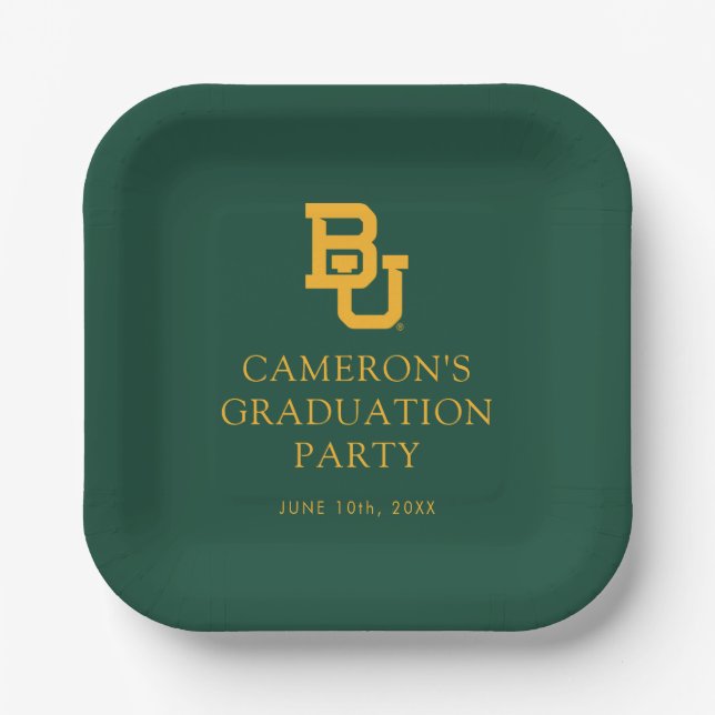 Baylor University BU Logo Graduation Paper Plates (Front)