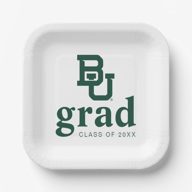 Baylor University BU Logo Graduation Paper Plates (Front)
