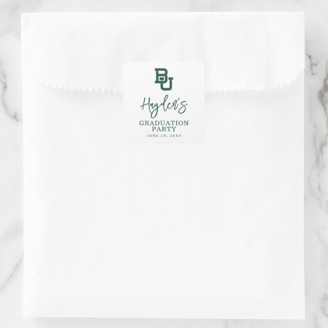 Baylor University BU Logo Graduation Square Sticker (Bag)