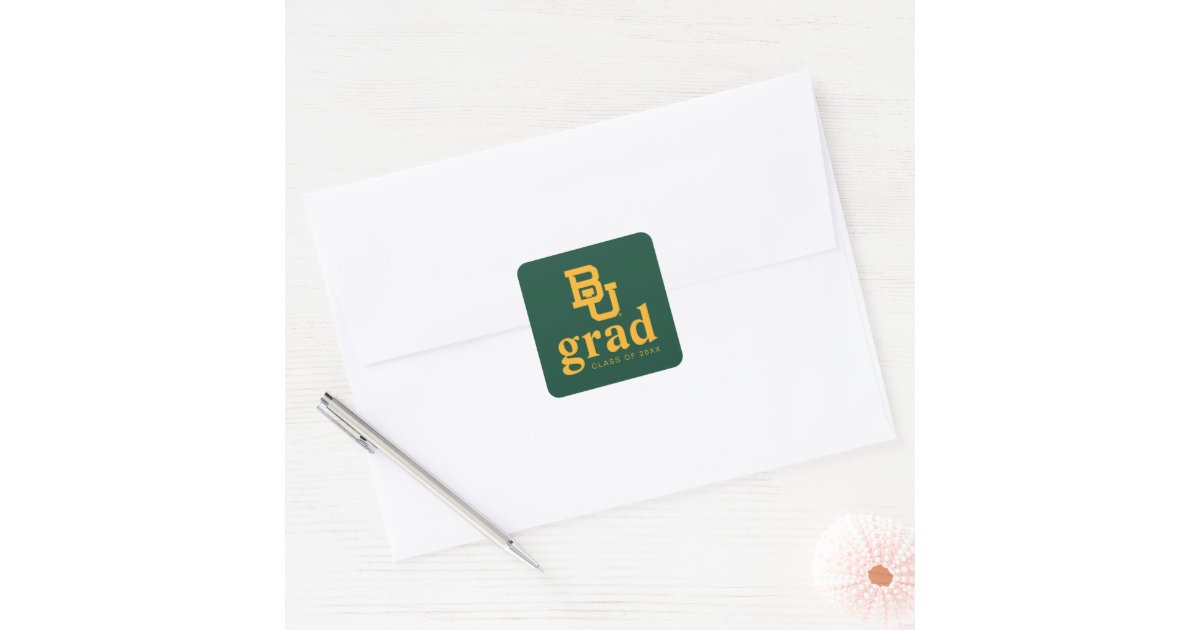 Baylor University BU Logo Graduation Square Sticker | Zazzle