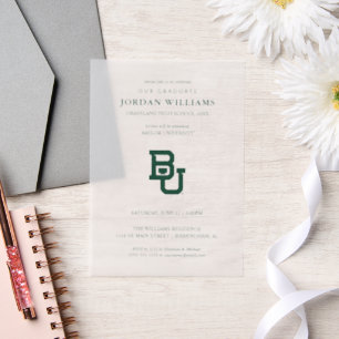Baylor University BU Logo Graduation Vellum Invitations