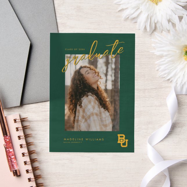 Baylor University BU Logo Graduation Vellum Invitations (Wedding)