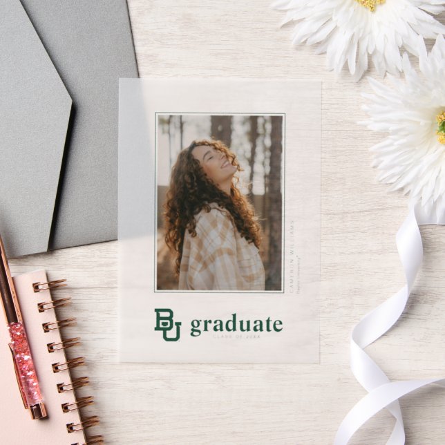 Baylor University BU Logo Graduation Vellum Invitations (Wedding)