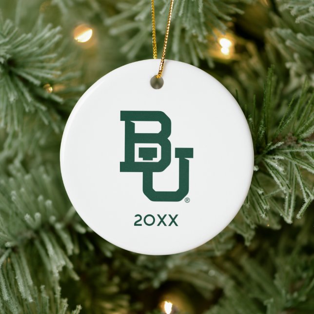 Baylor University BU Logo Holiday Ceramic Ornament (Tree)