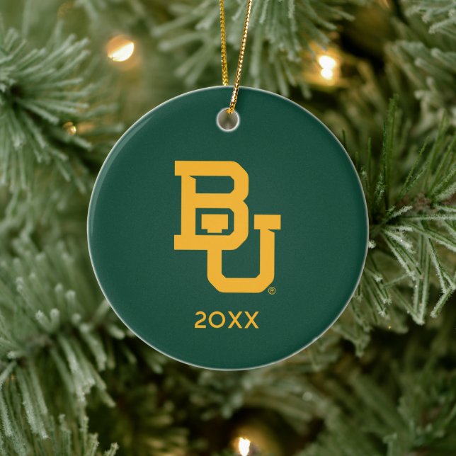 Baylor University BU Logo Holiday Ceramic Ornament (Tree)