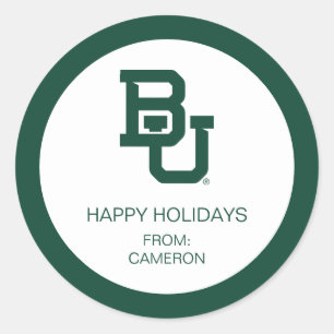 Baylor University BU Logo Holiday Classic Round Sticker