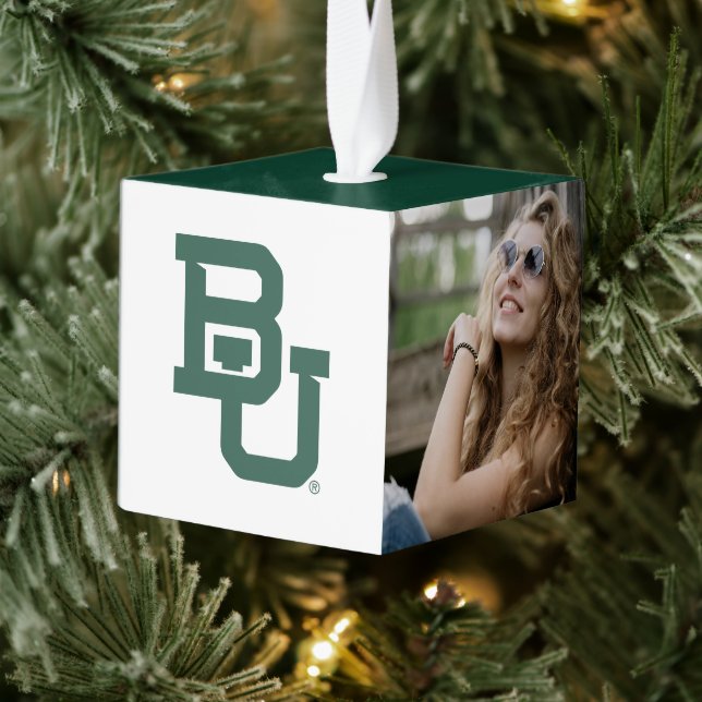 Baylor University BU Logo Holiday Cube Ornament (Tree)