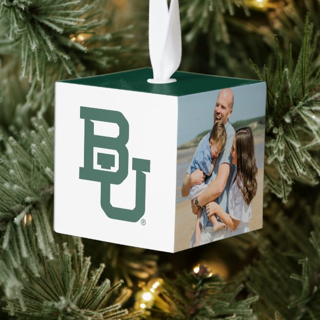 Baylor University BU Logo Holiday Cube Ornament (Tree)