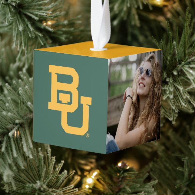 Baylor University BU Logo Holiday Cube Ornament (Tree)