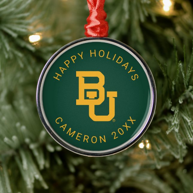 Baylor University BU Logo Holiday Metal Ornament (Tree)