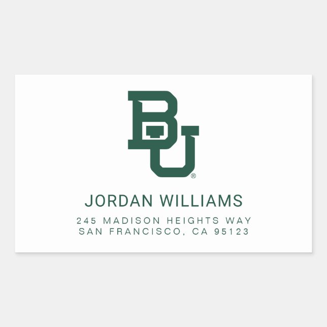 Baylor University BU Logo Rectangular Sticker (Front)