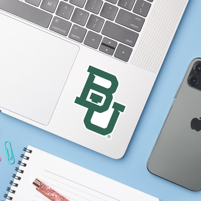 Baylor University BU Logo Sticker (Laptop w/ iPhone)