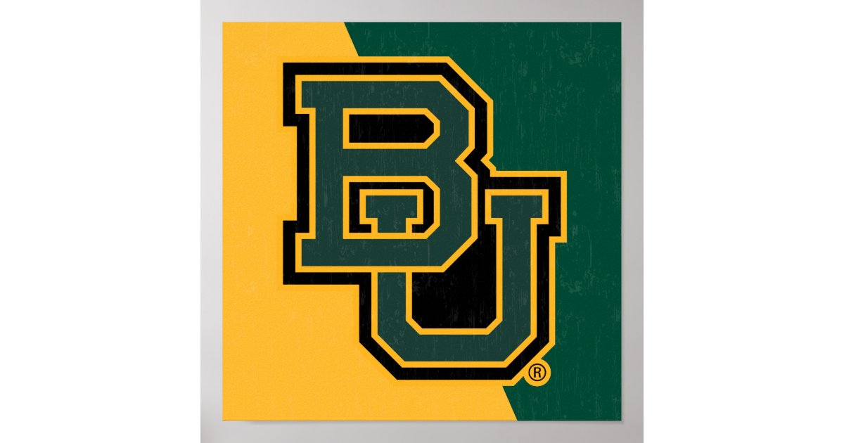 Baylor University Color Block Distressed Poster