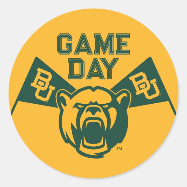 Baylor University Game Day Classic Round Sticker (Front)