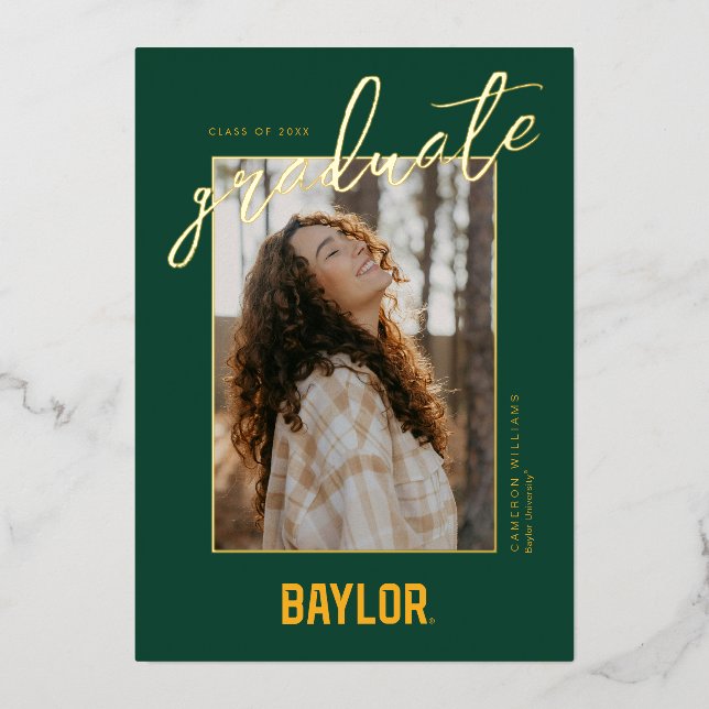 Baylor University Wordmark Gradaution Foil Invitation (Front)