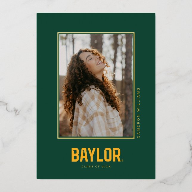 Baylor University Wordmark Gradaution Foil Invitation (Front)