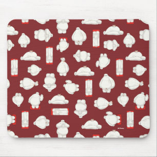 Baymax and Mochi Red Pattern Mouse Pad