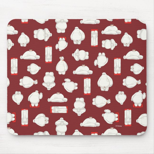 Baymax and Mochi Red Pattern Mouse Pad (Front)
