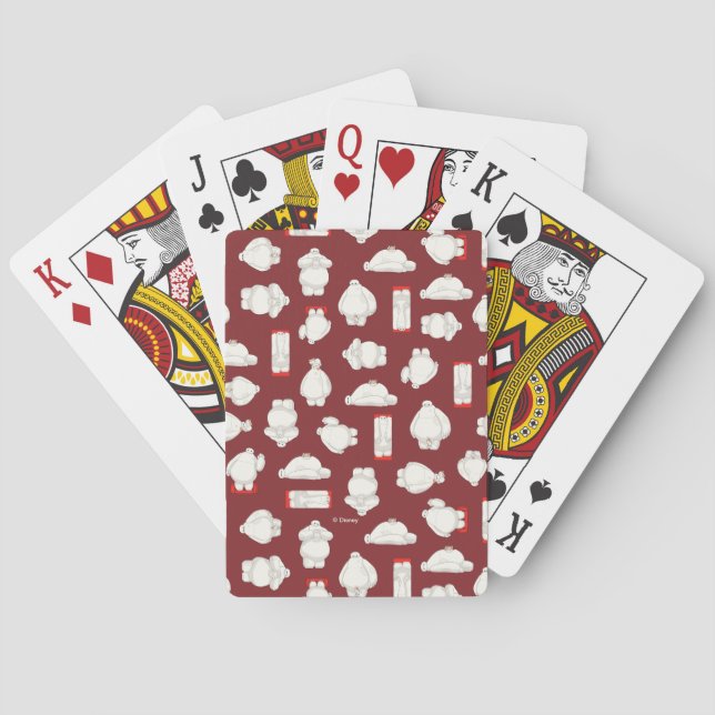 Baymax and Mochi Red Pattern Poker Cards (Back)