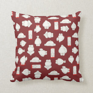 Baymax and Mochi Red Pattern Throw Pillow