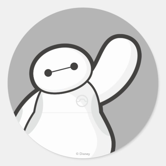 Baymax Waving Classic Round Sticker | Zazzle.com