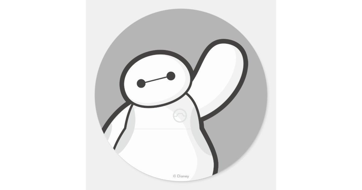 Baymax Waving Classic Round Sticker | Zazzle