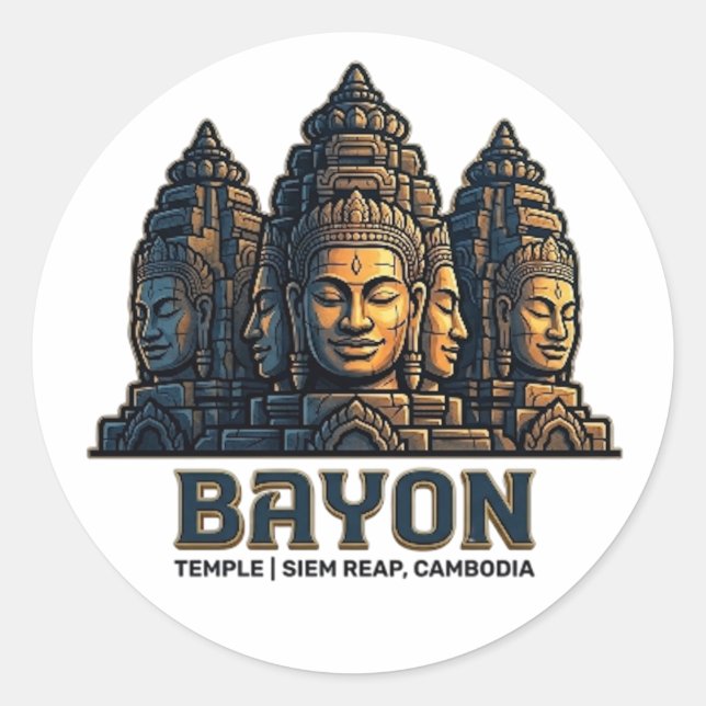 BAYON TEMPLE CLASSIC ROUND STICKER (Front)