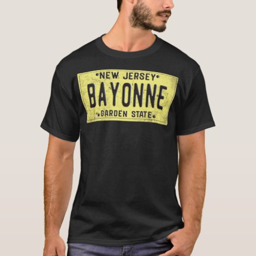 Bayonne New Jersey NJ Retro Hometown license plate T_Shirt