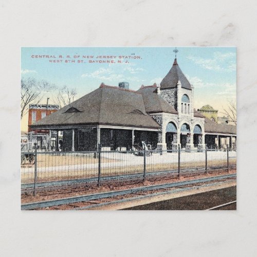 Bayonne New Jersey Train Station Vintage Postcard