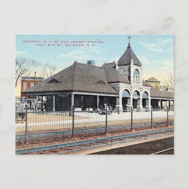 Bayonne, New Jersey, Train Station, Vintage Postcard (Front)