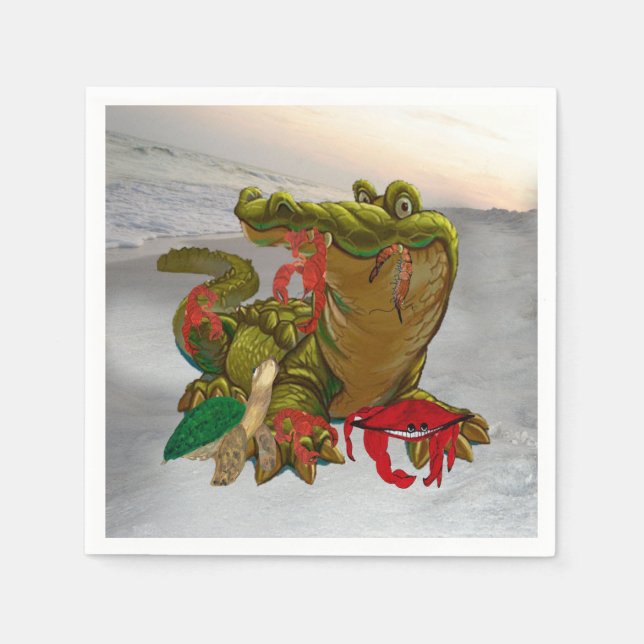 Bayou alligator Cajun napkins from my art (Front)