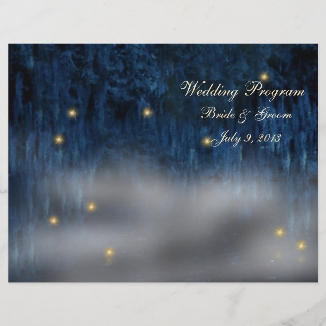 Bayou Bliss Folded Wedding Program (Front)