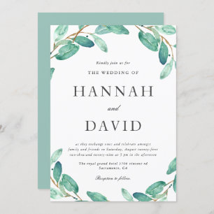 Bayou Botanicals   Greenery on White Wedding Invitation