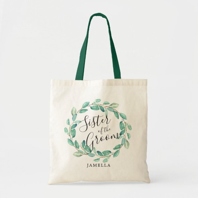 Bayou Botanicals Greenery | Sister of the Groom Tote Bag (Front)