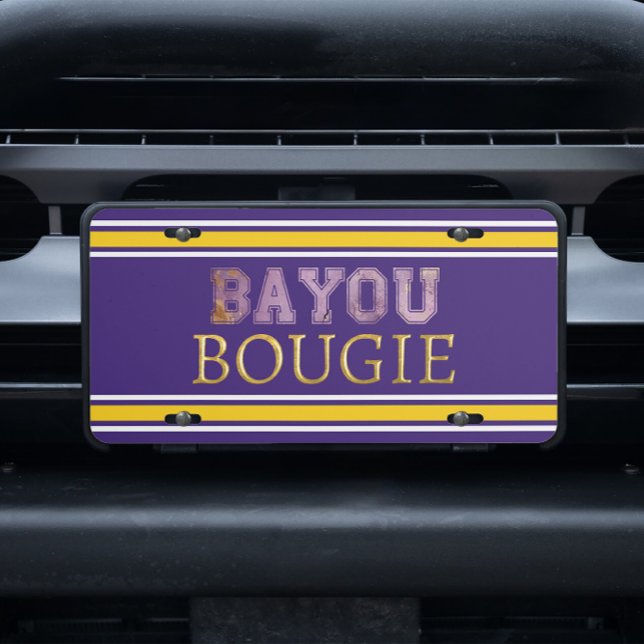 Bayou Bougie Girly Louisiana Purple Gold License Plate (Creator Uploaded)