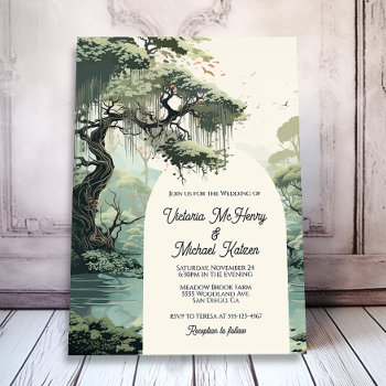 Bayou Cypress Water Color Wedding Invitation by McBooboo at Zazzle